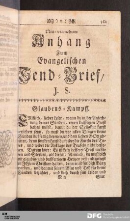 Neu-vermehrter Anhang Zum Evangelischen Send-Brief