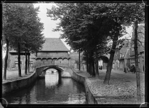 Amersfoort, Niederlande. Koppelpoort. Stadtseite, Land und Wasser Tor