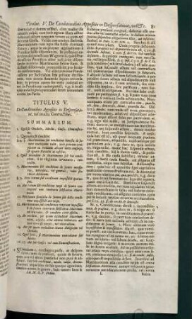 81-103, Titulus V. De conditionibus appositis in desponsatione & c. - Titulus VII. De eo, qui duxit, quam polluit per adulterium