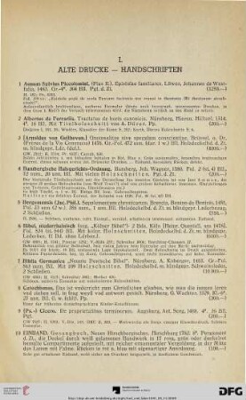I. Alte Drucke – Handschriften (Nr. 1-47)
