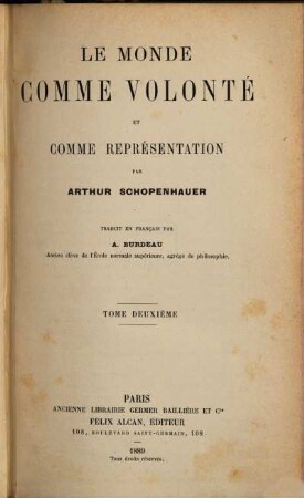 Le monde comme volonté et comme représentation, 2