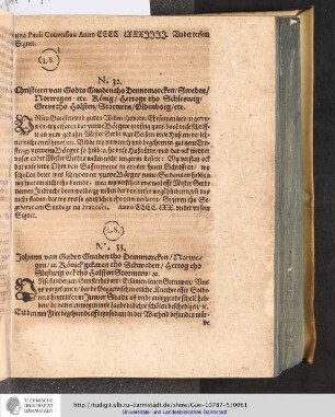 No. 33. Johsnn van Gades Gnaden tho Dennmarcken/Norwegen/rc. Königk gekaren tho Schweden/Herzog tho Schleßwig ock tho Holsten Stormern/rc.