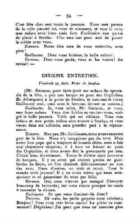 Dixième entretien
