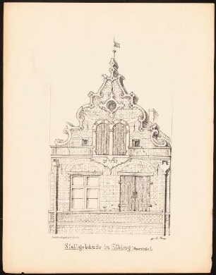 Stallgebäude Mauerstraße, Elbing: Ansicht (aus: Architekt. u. techn. Reiseskizzen aus Ost- und Westpreußen, Studienfahrt 1858)