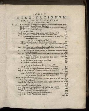 Index Exercitationum Sectionum Et Capitum.