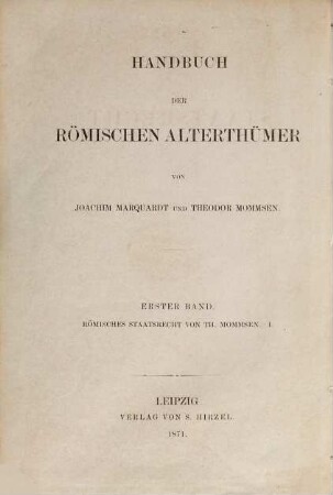 Römisches Staatsrecht, Band 1