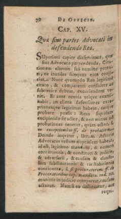 Cap. XV. Quae sint partes Advocati in defendendo Reo.