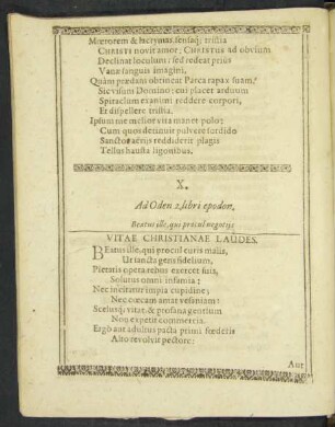 X. Ad Oden 2. libri epodon. Beatus ille, qui procul negotiis