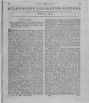 Hillebrand, J.: Die Anthropologie als Wissenschaft. Allgemeine Naturlehre des Menschen. T.1. Mainz: Kupferberg 1822 Auch u. d. Titel: Allgemeine Naturlehre des Menschen