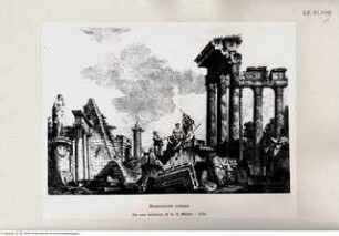 Sechs römische Capricci, Capriccio mit einer Tempelruine, einer Pyramide, einer Triumphsäule und verschiedenen Statuen