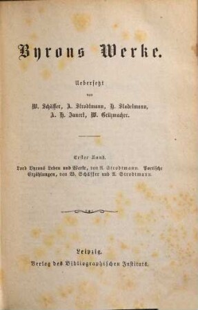 Byrons Werke, 1. Lord Byrons Leben und Werke. Poetische Erzählungen