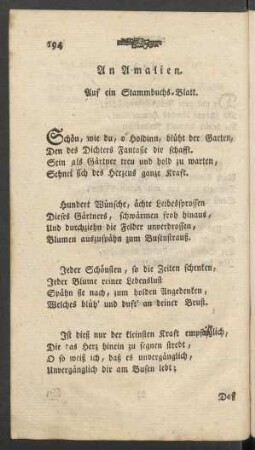 An Amalien. Auf ein Stammbuchs-Blatt