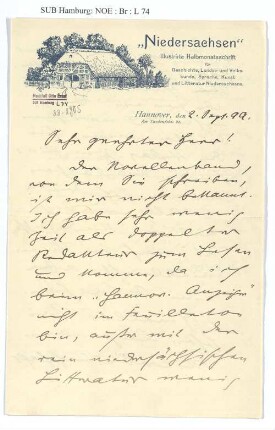 Brief an [Otto Ernst]