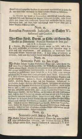 Num. 11. Extractus Protocolli Judicialis, ...