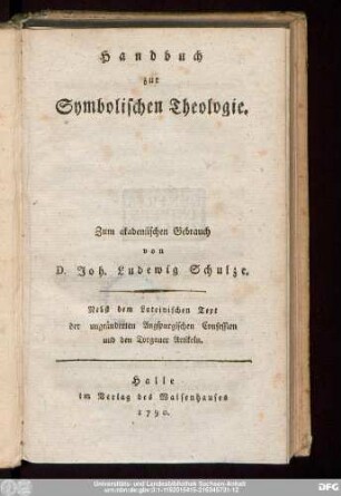 Handbuch der symbolischen Theologie