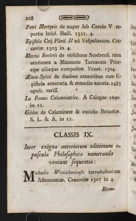 128-151, Classis IX. - Classis X.