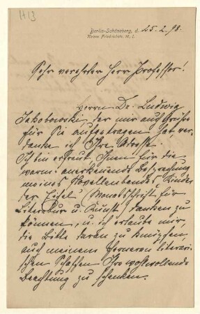 Eigenhändiger Brief mit Unterschrift