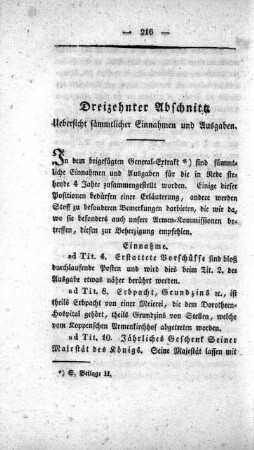 Dreizehnter Abschnitt. Uebersicht sämmtlicher Einnahmen und Ausgaben.