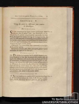 Section V. Usage du calcul différences pour trouver les Dévelopées.