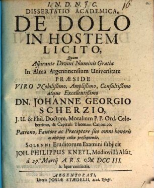 Diss. acad. de dolo in hostem licito