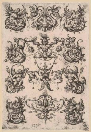 Ornamentfüllung mit Grotesken (vier horizontale Motive)