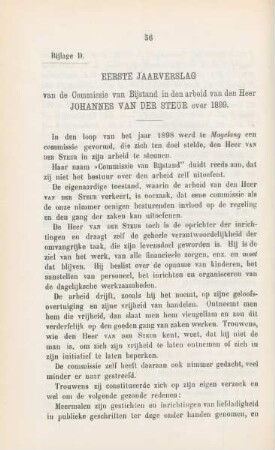 Bijlage D. Eerste jaarverslag van de Commissie van Bijstand in den arbeid van den Heer Johannes van der Steur over 1899