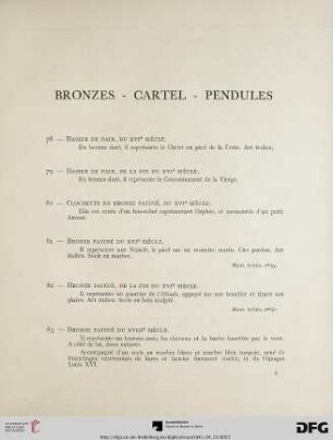 Bronzes – Cartel – Pendules (Nr. 78-88)