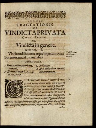 Caput Primum. De Vindicta in genere.
