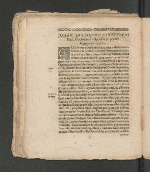 JOHAN. HULDARICI STREITTERI Med. Doctorandi responsio ad praesentem quaestionem.