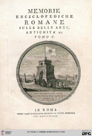5: Memorie enciclopediche romane sulle belle arti, antichita etc