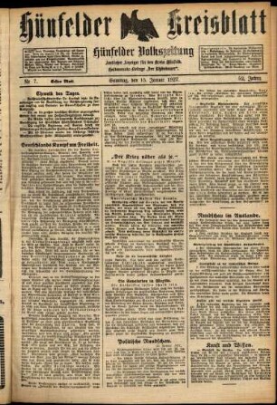 Erste Ausgabe vom Freitag, den 15. Januar 1926.