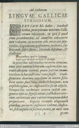 Ad Lectorem Linguae Gallicae Studiosum