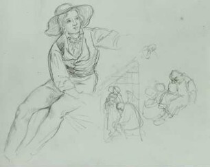 Figurenstudien, links zum Gemälde" Überfahrt am Schreckenstein"