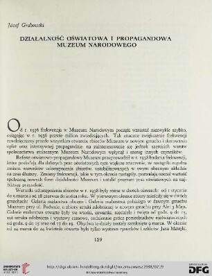 1: Działalność oświatowa i propagandowa Muzeum Narodowego