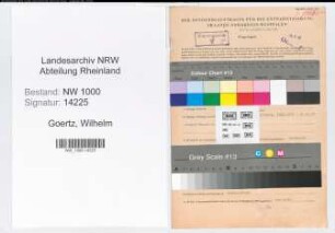 Entnazifizierung Wilhelm Goertz, geb. 20.09.1908 (Verw.Assistent)