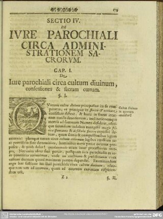 Sectio IV. De Iure Parochiali Circa Administrationem Sacrorum