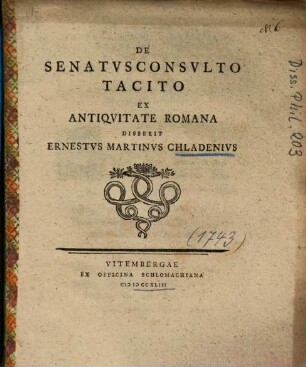 De Senatvsconsvlto Tacito Ex Antiqvitate Romana