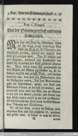 Das 3. Kapitel. Von der Schwangerschaft und deren Kennzeichen
