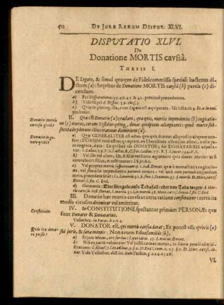 Disputatio XLVI. De Donatione Mortis caussa