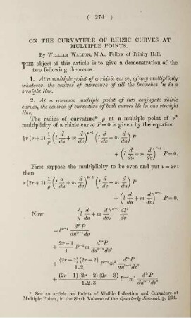 On the curvature of Rhizic curves at multiple points.