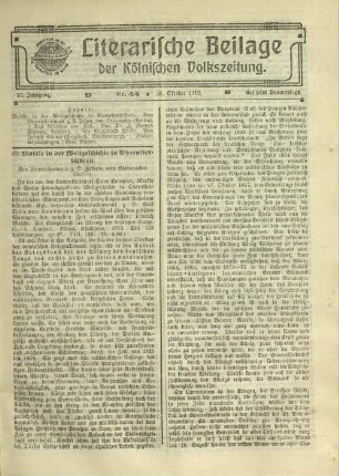Literarische Beilage der Kölnischen Volkszeitung. 1904-1925