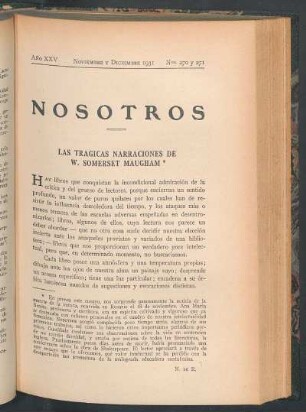 Las tragicas narraciones de W. Somerset Maugham