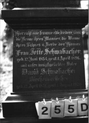 Grabstein 255 [Hahn S. 192/193 Grab-Nr. 874/875]: Grabstein 255D [Hahn S. 192/193 Grab-Nr. 874/875]
