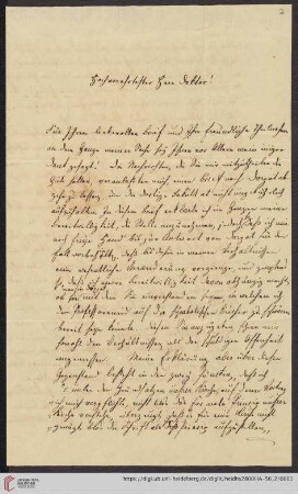 Korrespondenz Isaak Dorner / Carl Ullmann: Brief von Isaak August Dorner an Carl Ullmann