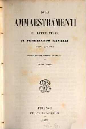 Degli ammaestramenti di letteratura di Ferdinando Ranalli : libri quattro, 4