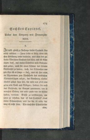 Sechstes Capittel. Ueber den Umgang mit Frauenzimmern