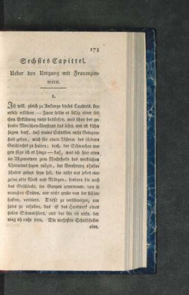 Sechstes Capittel. Ueber den Umgang mit Frauenzimmern