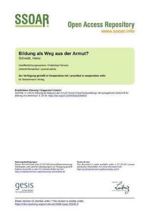 Bildung als Weg aus der Armut?