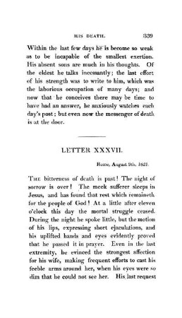LETTER XXXVII. - Death of Sir Walter - His Funeral