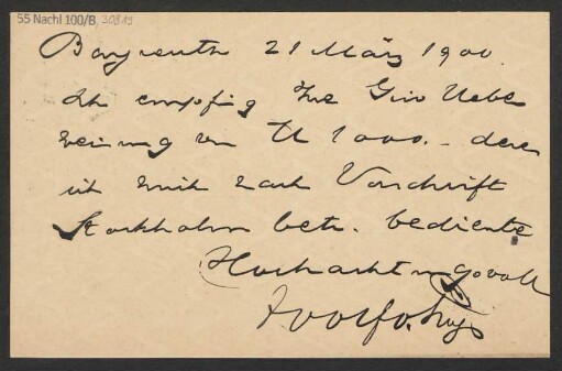 Brief an B. Schott's Söhne : 21.03.1901